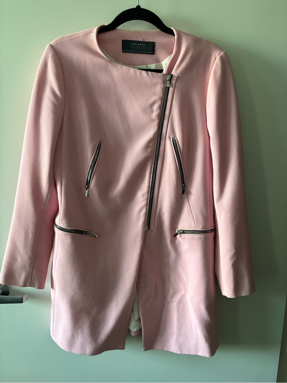 Zara Light Pink Structured Outerwear Jacket